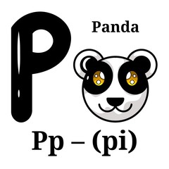 Letter P alphabet – fun panda illustration for kids educational ABC learning