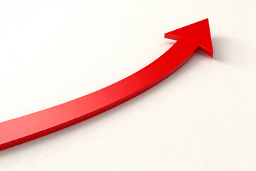 a bright red arrow pointing upwards on a clean white background, symbolizing growth, progress, success, development, improvement, positive change, upward trend, advancement, achievement.