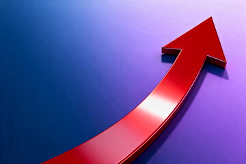 a bright red arrow pointing upwards on a clean white background, symbolizing growth, progress, success, development, improvement, positive change, upward trend, advancement, achievement.
