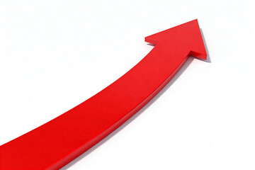 a bright red arrow pointing upwards on a clean white background, symbolizing growth, progress, success, development, improvement, positive change, upward trend, advancement, achievement.