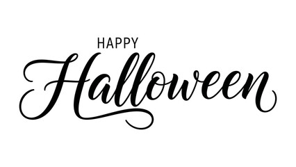 Happy Halloween: A festive greeting with elegant, swirling typography, embodying the spirit of celebration and seasonal delight.