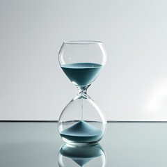 Hourglass on a clean table background