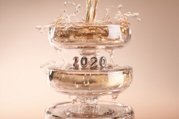 Liquid pouring over 2020 year number