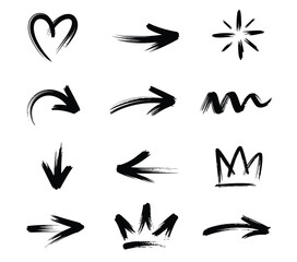 Obraz premium Doodle Arrow, Crown, and Symbol Icons
