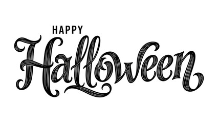 Happy Halloween: Spooky words of Happy Halloween written, invoking an atmosphere of mystery, delight, and spine-chilling enjoyment, perfect for invitations and promotional purposes.