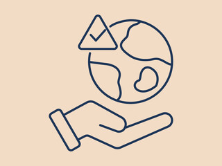 Earth global icon. Social issues problems icon. Simple vector illustration in modern thin line style. Vector illustration.