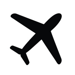 Obraz premium Silhouette of an airplane in flight seen from above on white background