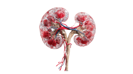 3d rendering human kidney highlighting renal on white background
