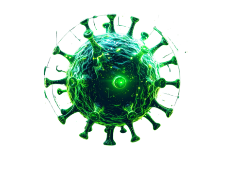  Green Virus Cell with Digital Particle Glow - Powered by Adobe