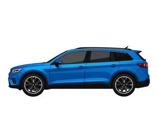 Obraz premium Minimal Blue SUV with Black Trim Illustration