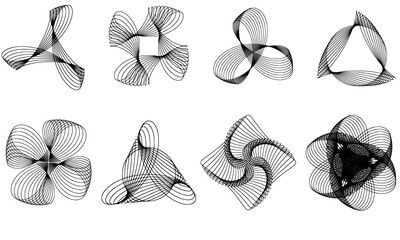 Geometric Square Spirograph – Abstract Line Art Pattern, Symmetry Shape Design Vector Illustration