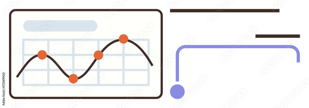 Poster graph with trendline and orange data points on a grid, connected to abstract network lines. ideal fo