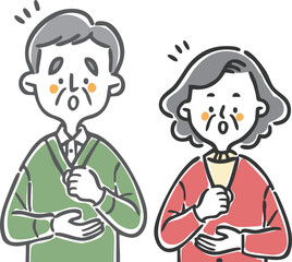 Fototapeta premium 納得理解するシニア夫婦 上半身 ベクター 