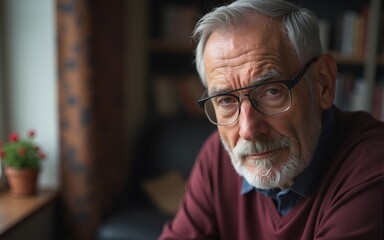 Depressed senior man at home. High quality