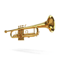 Obraz premium Golden Trumpet Musical Instrument Isolated.