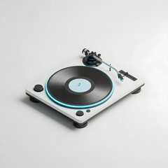 Fototapeta premium Modern White Turntable with Glowing Blue Accent.