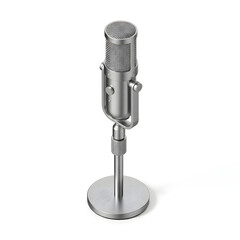 Obraz premium Vintage Style Silver Microphone on Stand.
