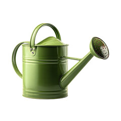 Green metal watering can, isolated