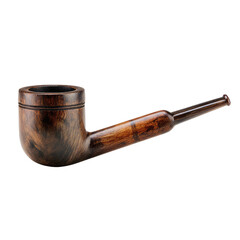 Dark wooden smoking pipe, smooth curves,  long stem