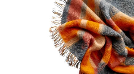 Cozy blanket featuring warm colors and texture, created with AI, PNG
