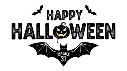 Spooky Halloween Invitation: A creative Halloween-themed illustration with bats and jack-o'-lantern creates a spooky atmosphere to invite people to celebrate the party.