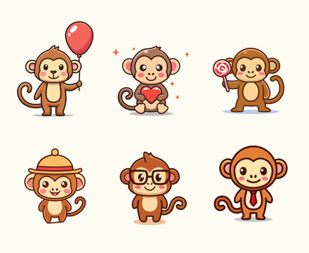 cute-monkey-cartoon-vector-set-6-characters