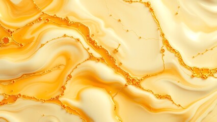 Smooth Glossy Resin Surface with Golden Amber Accents