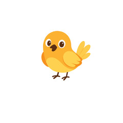 Cute Cartoon Yellow Bird Illustration with Big Eyes