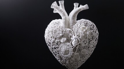 Intricate Lace Heart: A 3D-Printed Anatomical Masterpiece