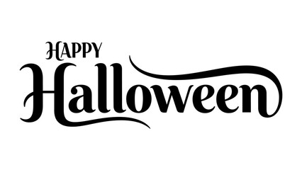 Happy Halloween Typography: A stylized, elegant Happy Halloween text element, ideal for creating a festive and spooky atmosphere for holiday-themed creative projects. 