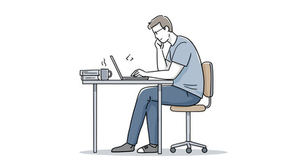 Fototapeta premium Person working at desk looking at laptop