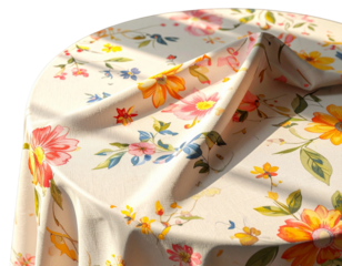 Round Tablecloth with Floral Print 