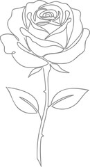 Obraz premium Romantic Rose Flower in One Continuous Line Art Style