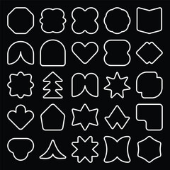 Geometric Shape Outline Vector Set, Abstract Minimal Line Icons