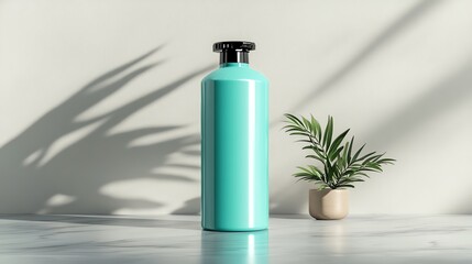 A realistic render of a vibrant teal hair dye tube, placed artistically against a neutral gradient backdrop