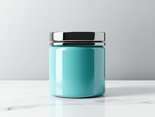 A realistic render of a vibrant teal hair dye tube, placed artistically against a neutral gradient backdrop