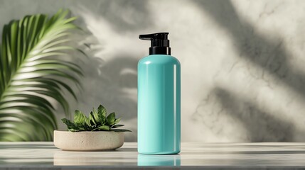 A realistic render of a vibrant teal hair dye tube, placed artistically against a neutral gradient backdrop