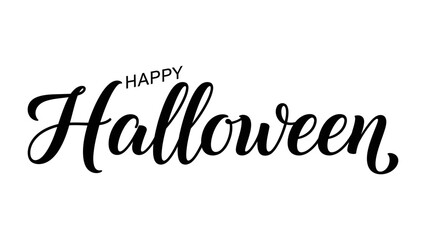 Happy Halloween calligraphy: The elegant Happy Halloween script in a graceful black font, ideal for seasonal greetings and holiday promotions, conveying festive charm and Halloween spirit.
