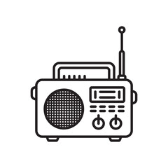 Vintage Radio Receiver Illustration Simple Design A Classic Audio Device for Music and News Broadcasts in Black and White Style