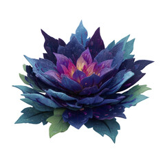 Obraz premium Exotic Multilayered Bloom With Deep Blue Purple And Pink Petals Against A Transparent Background