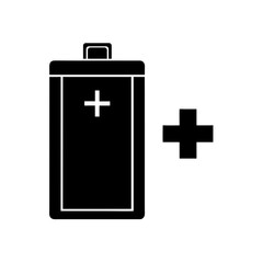 Battery with Plus and Minus Silhouette Vector Flat and Clean Look