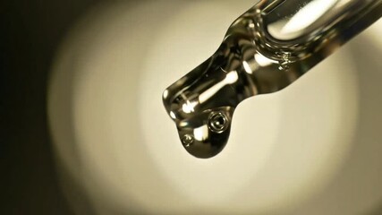 Macro shot of liquid dropping from pipette - Powered by Adobe