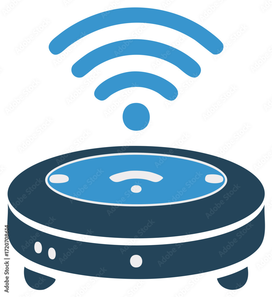Poster wireless router illustration network communication technology device connection concept