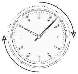 Clock with Rotation Arrows - Time Cycle, Deadline, and Schedule Concept