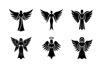 Fototapeta premium Angel Vector Icons – Religious, Spiritual, and Guardian Symbol Set