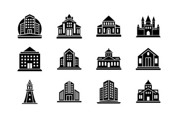 Building Vector Icons – Architecture, City, and Urban Construction Set