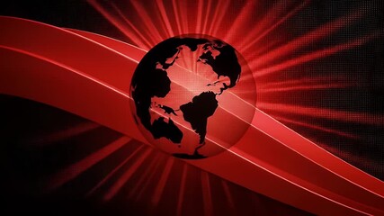 Abstract Earth Globe Graphic with Red and Black Background Elements and Spotlights - Powered by Adobe