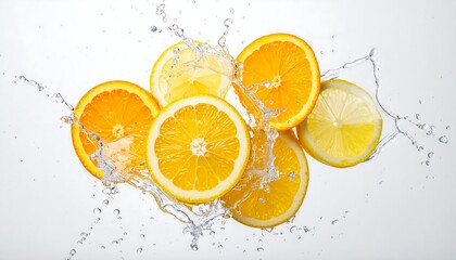 Citrus slices in water splashes (1)