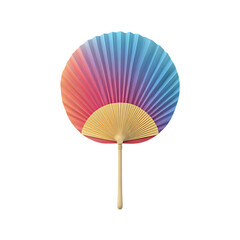 Colorful pleated fan isolated on transparent background