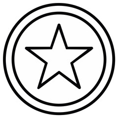 Obraz premium Clean star emblem inside a double circle outline graphic design